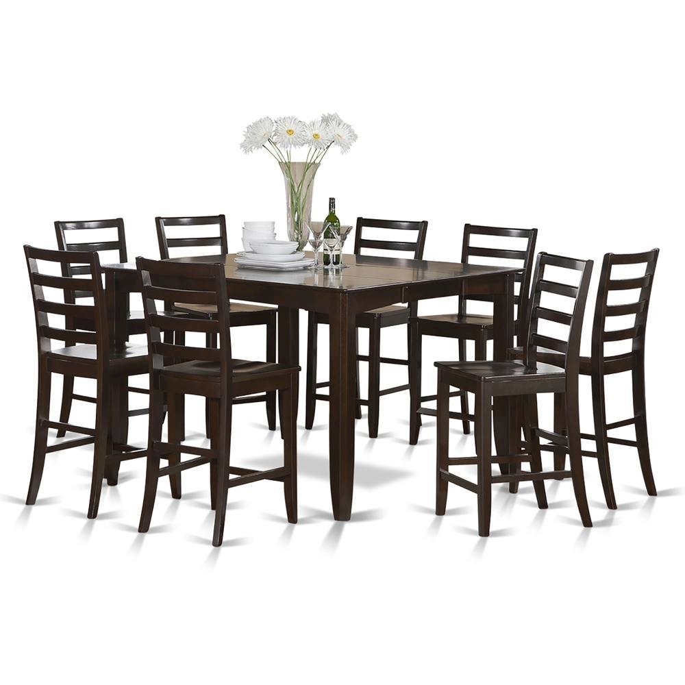 Elegant 9-Piece Square Dining Table Set for 8 with Counter Chairs. Picture 1