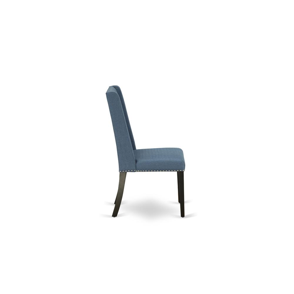 7-pc dining set with Chair’s Legs and Mineral Blue Linen Fabric. Picture 14