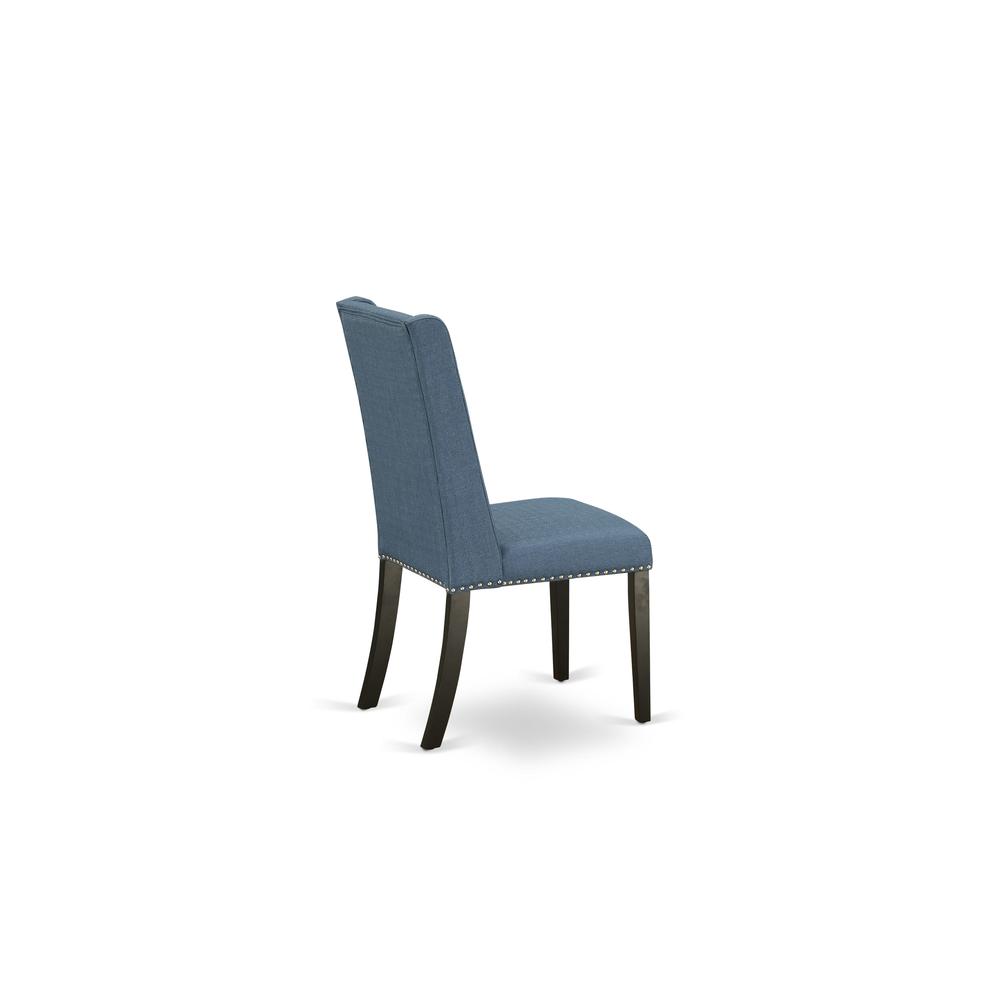 7-pc dining set with Chair’s Legs and Mineral Blue Linen Fabric. Picture 15