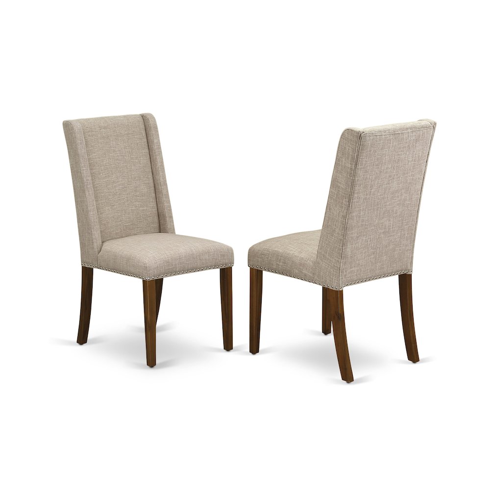 East West Furniture CNFL5-N8-04 5-Pc Dining Table Set- 4 Parson Dining Room Chairs with Clay Linen Fabric Seat and Stylish Chair Back - Rectangular Table Top & Wooden 4 legs - Antique Walnut Finish. Picture 3