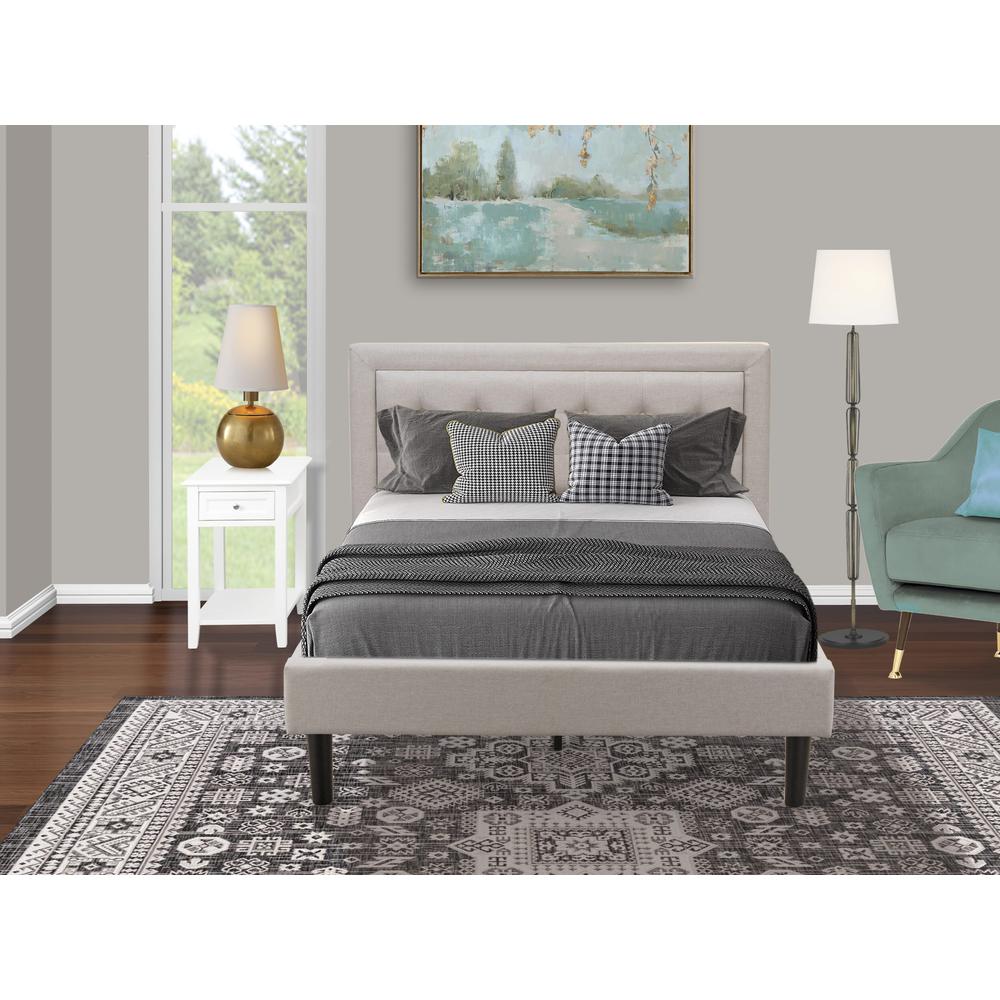 FN08F-1DE05 2-Pc Fannin Bedroom Furniture Set with 1 Full Bed and a Night Stand - Mist Beige Linen Fabric. Picture 2