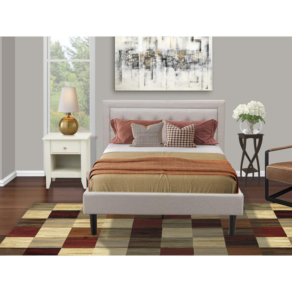 FN08F-1GA0C 2-Pc Fannin Bed Set with 1 Platform Bed and a Night Stand for Bedrooms - Mist Beige Linen Fabric. Picture 8
