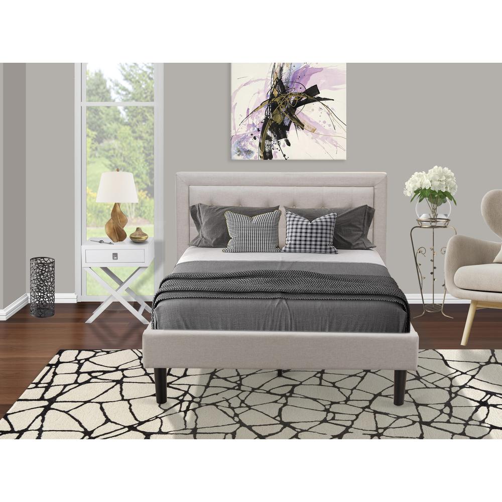 FN08F-1HAE0 2-Pc Fannin Wooden Set for Bedroom with 1 Upholstered Bed and a Small Nightstand - Mist Beige Linen Fabric. Picture 8