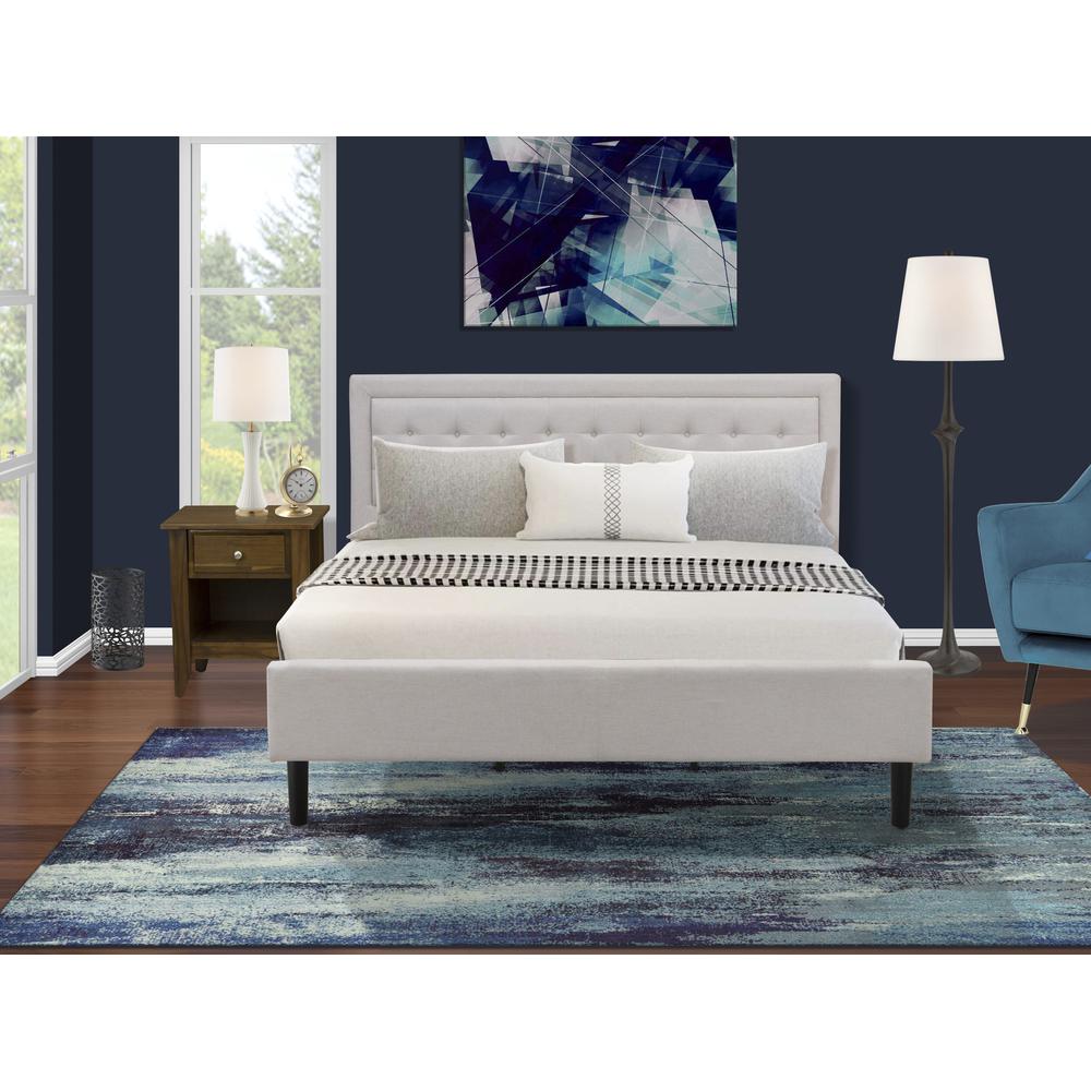 FN08K-1GA08 2-Piece Fannin King Size Bed Set with 1 Modern Bed and 1 Wood Nightstand - Mist Beige Linen Fabric. Picture 8