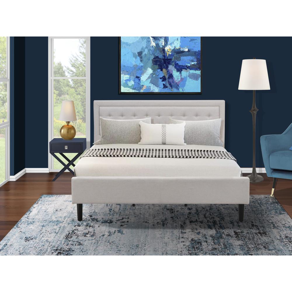 FN08K-1HAE0 2-Piece Fannin Bedroom Set with 1 King Size Bed and a White Modern Nightstand - Mist Beige Linen Fabric Bed. Picture 8