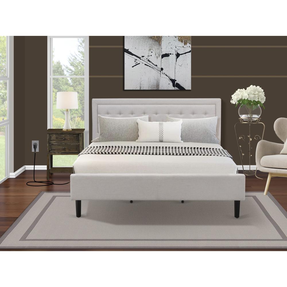 FN08K-1VL07 2-Piece Fannin Bedroom Set with 1 King Bed Frame and an End Table - Mist Beige Linen Fabric. Picture 8