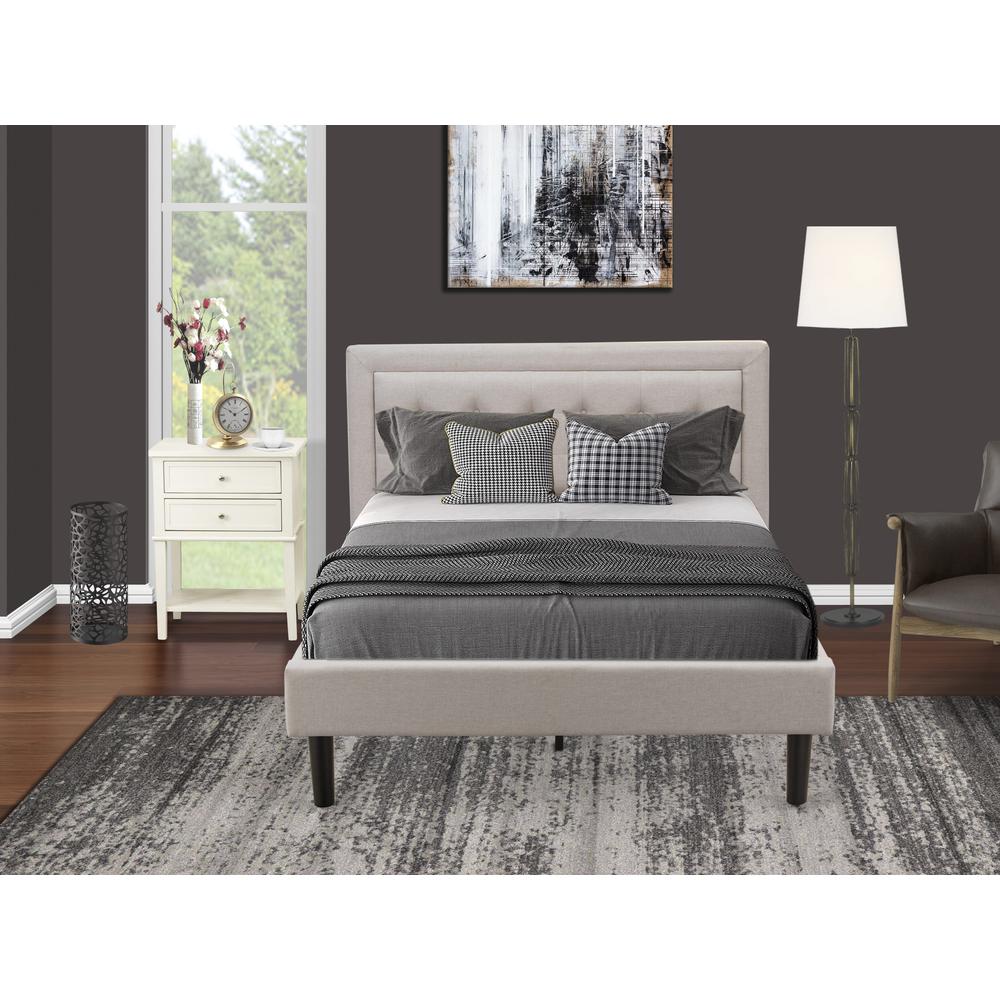 FN08K-1VL0C 2-Piece Fannin King Bedroom Set with 1 Platform Bed and a Small Nightstand - Mist Beige Linen Fabric. Picture 8