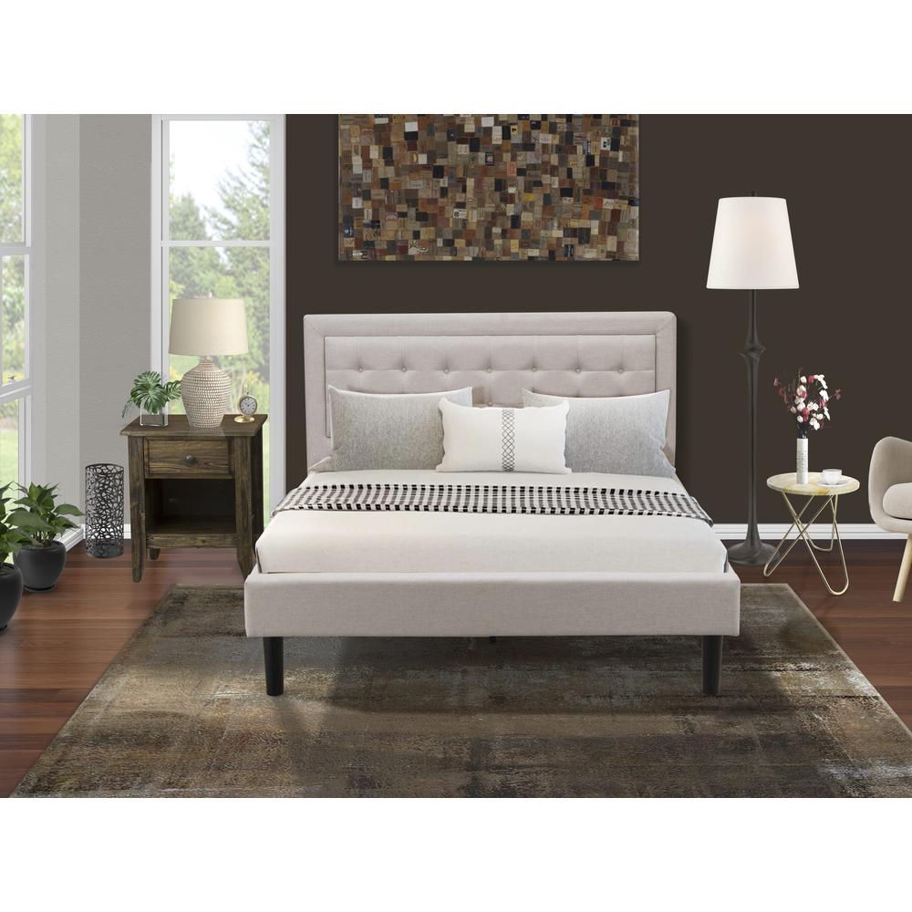 FN08Q-1GA07 2-Piece Fannin Queen Bedroom Set with 1 Wingback Bed and a Mid Century Modern Nightstand - Mist Beige Linen Fabric. Picture 7