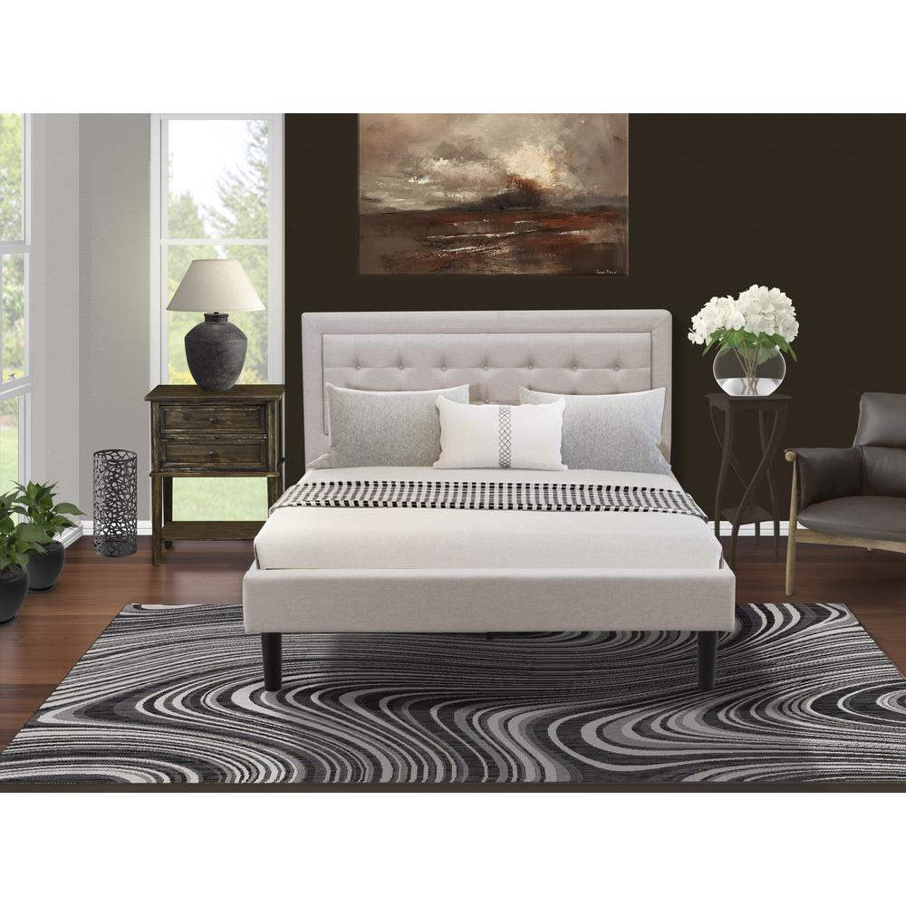 FN08Q-1VL07 2-Piece Fannin Bedroom Furniture Set with 1 Upholstered Bed and an End Table for bedroom - Mist Beige Linen Fabric. Picture 8