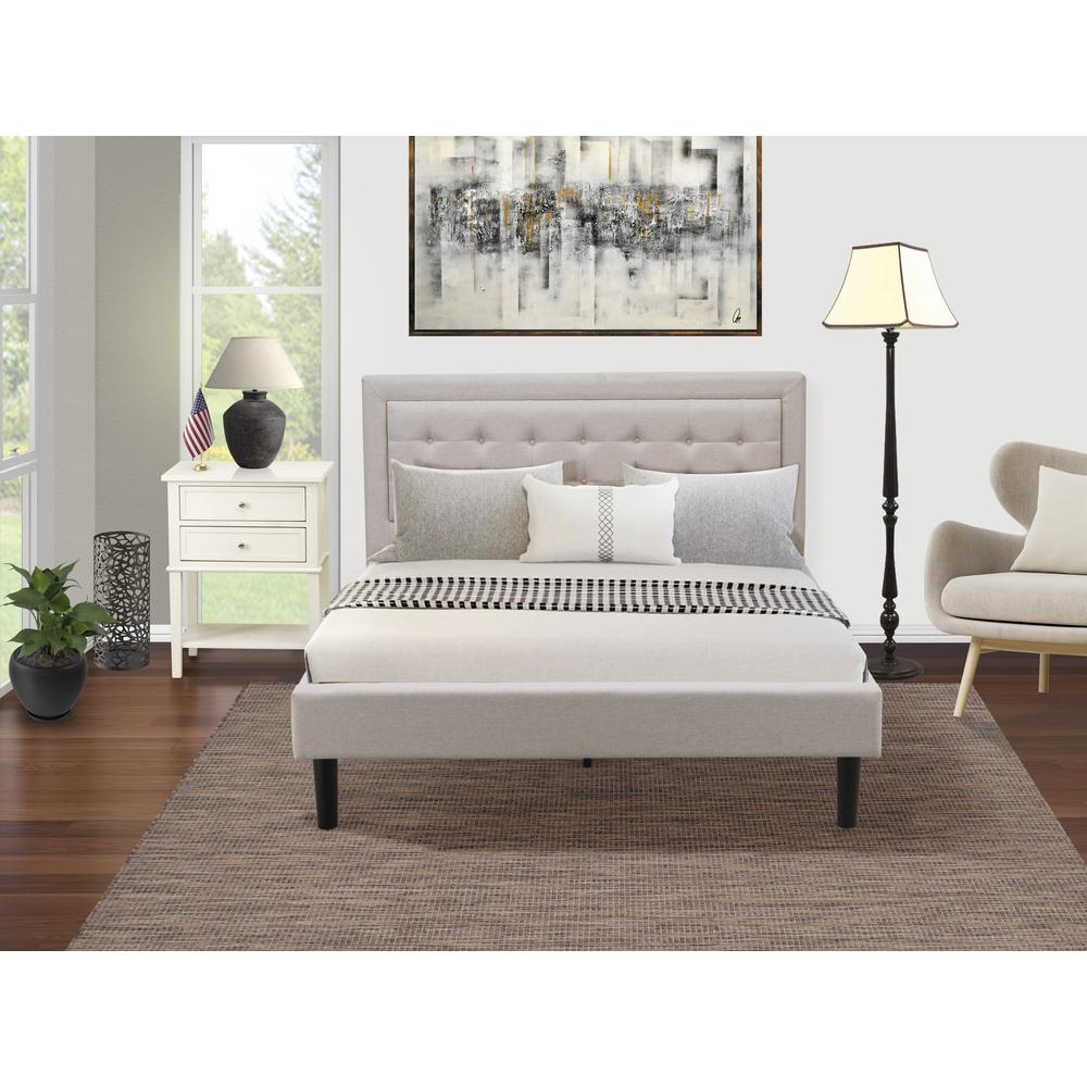 FN08Q-1VL0C 2-Piece Fannin Queen Bedroom Set with 1 Queen Bedframe and a Small End Table - Mist Beige Linen Fabric. Picture 8