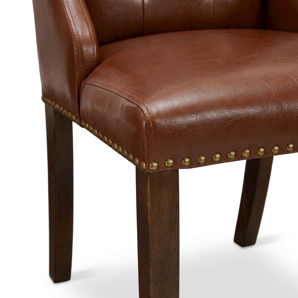 Linen-Upholstered Parsons Dining Chairs with Button-Tufted Back, Set of 2. Picture 8