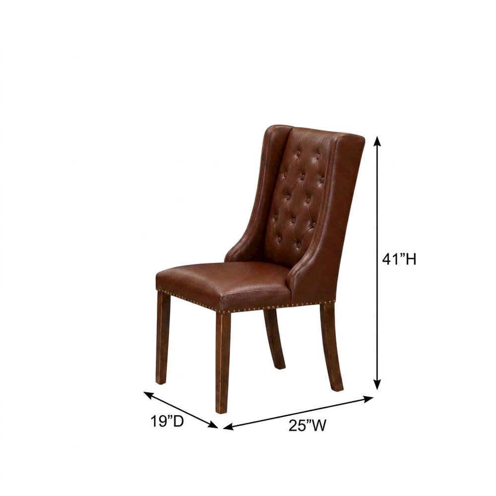 Linen-Upholstered Parsons Dining Chairs with Button-Tufted Back, Set of 2. Picture 6