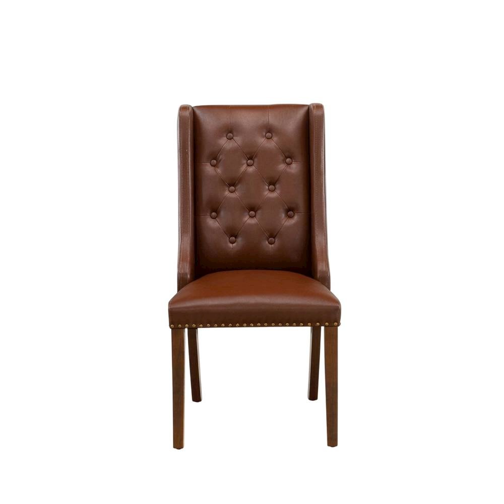 Linen-Upholstered Parsons Dining Chairs with Button-Tufted Back, Set of 2. Picture 5