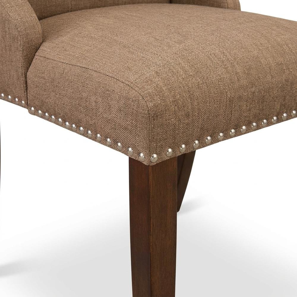 Linen-Upholstered Parsons Dining Chair with Button-Tufted Back, Set of 2. Picture 8