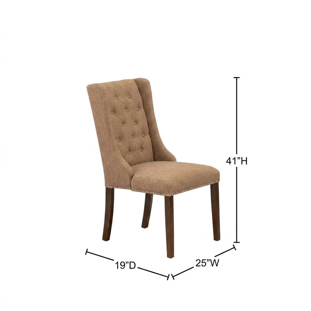 Linen-Upholstered Parsons Dining Chair with Button-Tufted Back, Set of 2. Picture 6