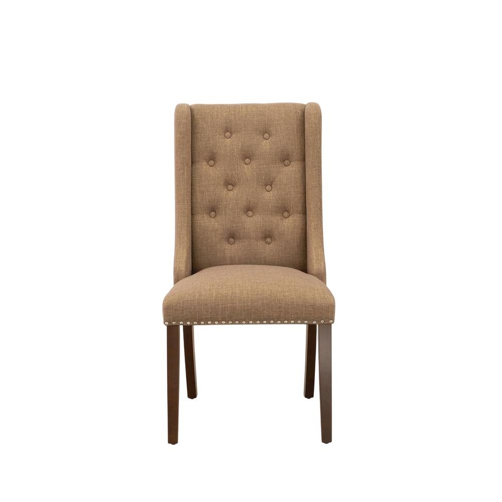 Linen-Upholstered Parsons Dining Chair with Button-Tufted Back, Set of 2. Picture 2