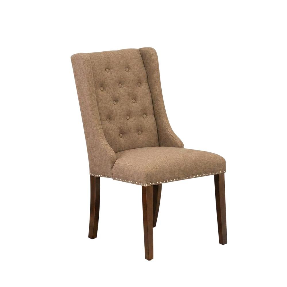 Linen-Upholstered Parsons Dining Chair with Button-Tufted Back, Set of 2. Picture 5