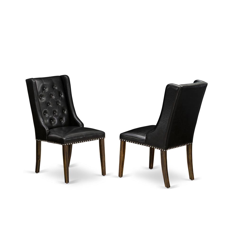 LMFO5-77-49 5-Pc Modern Dining Set with 1 Dining Table and 4 Black Dining Chairs - Distressed Jacobean Finish. Picture 8