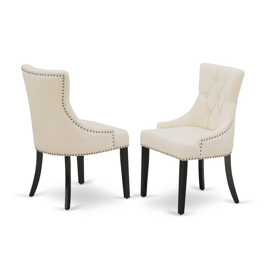 Linen-Upholstered Parson Dining Chairs with High Back for Dining Room, Set of 2. Picture 1