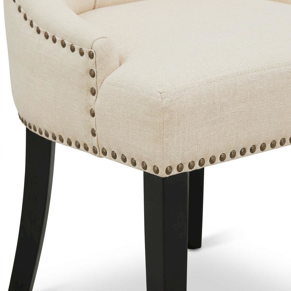 Linen-Upholstered Parson Dining Chairs with High Back for Dining Room, Set of 2. Picture 8