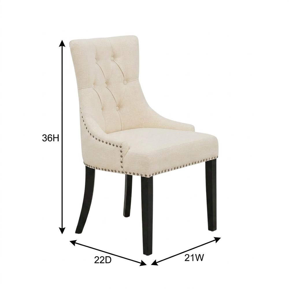 Linen-Upholstered Parson Dining Chairs with High Back for Dining Room, Set of 2. Picture 6