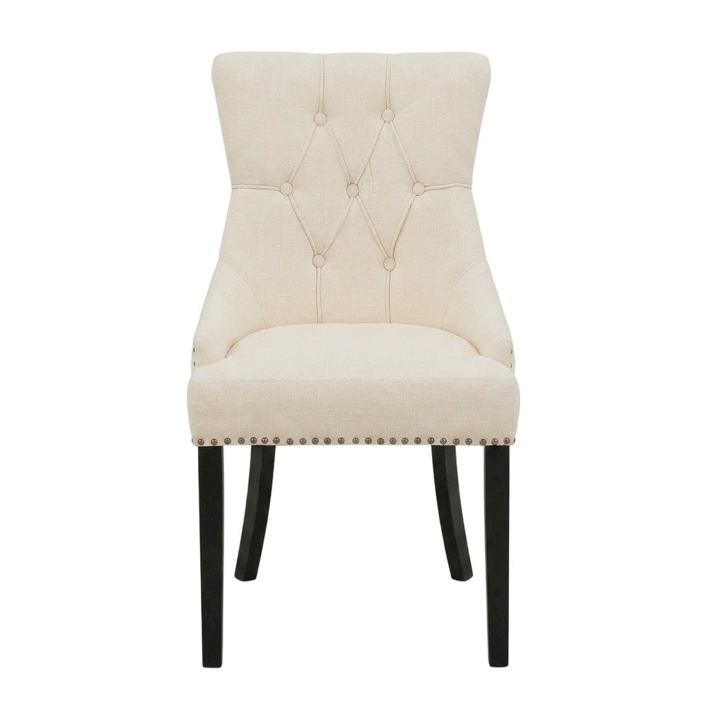 Linen-Upholstered Parson Dining Chairs with High Back for Dining Room, Set of 2. Picture 2