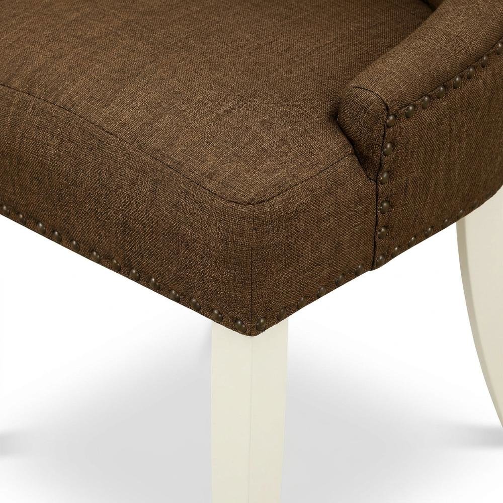 Linen-Upholstered Parsons Dining Chair with Button-Tufted Seat for Kitchen, Set of 2. Picture 8