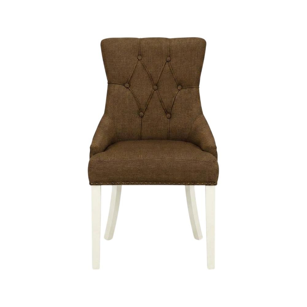 Linen-Upholstered Parsons Dining Chair with Button-Tufted Seat for Kitchen, Set of 2. Picture 2