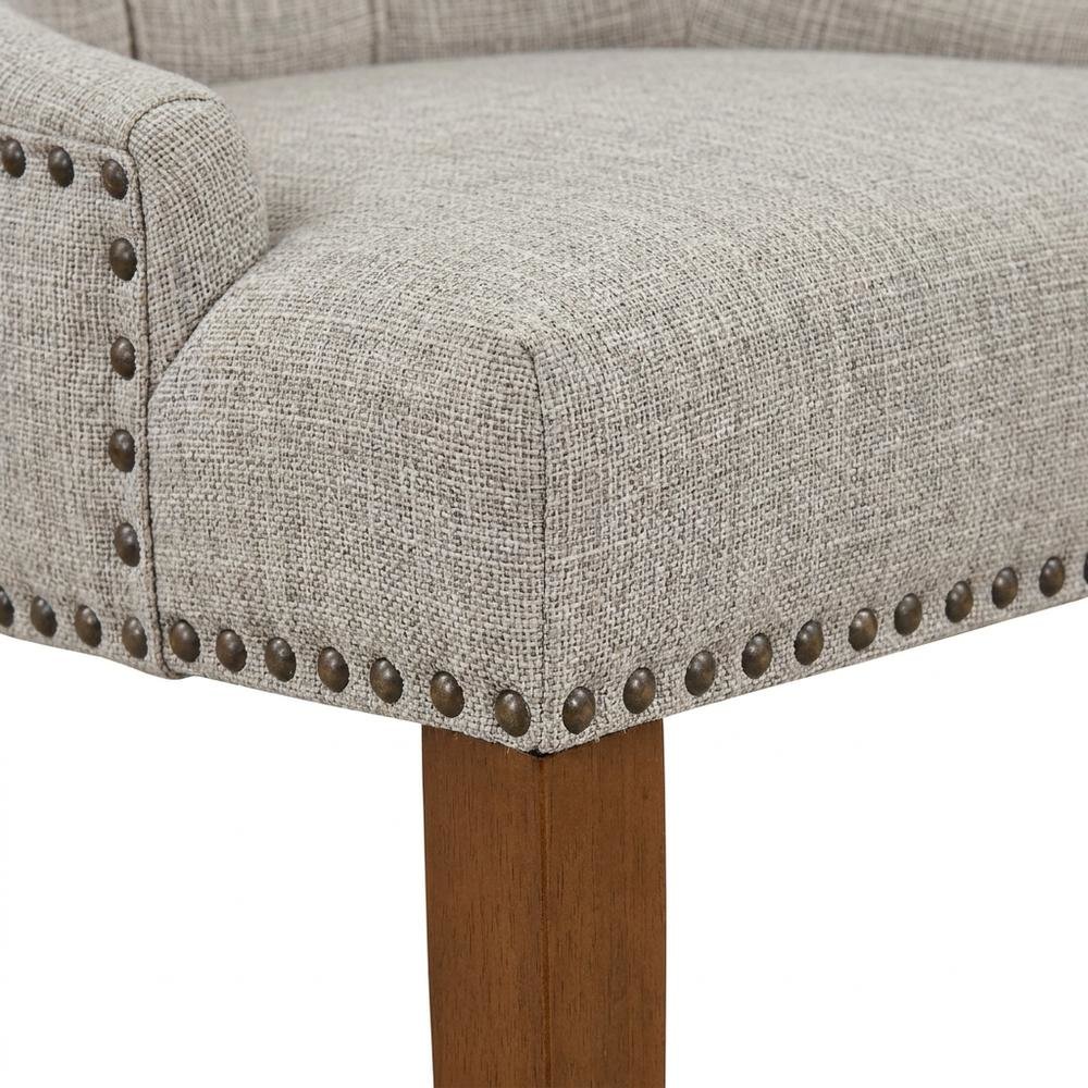 Linen-Upholstered Parsons Dining Chair with Legs for Dining Room, Mahogany, Set of 2. Picture 8