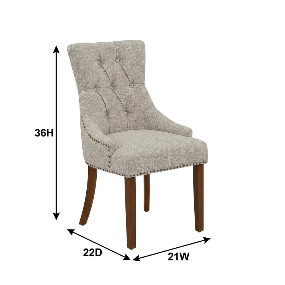 Linen-Upholstered Parsons Dining Chair with Legs for Dining Room, Mahogany, Set of 2. Picture 6