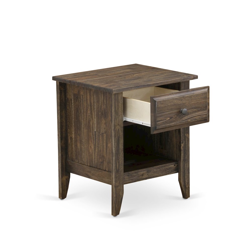 East West Furniture GA-07-ET Night stand For Bedroom with 1 Wooden Drawer, Stable and Sturdy Constructed - Distressed Jacobean Finish. Picture 4