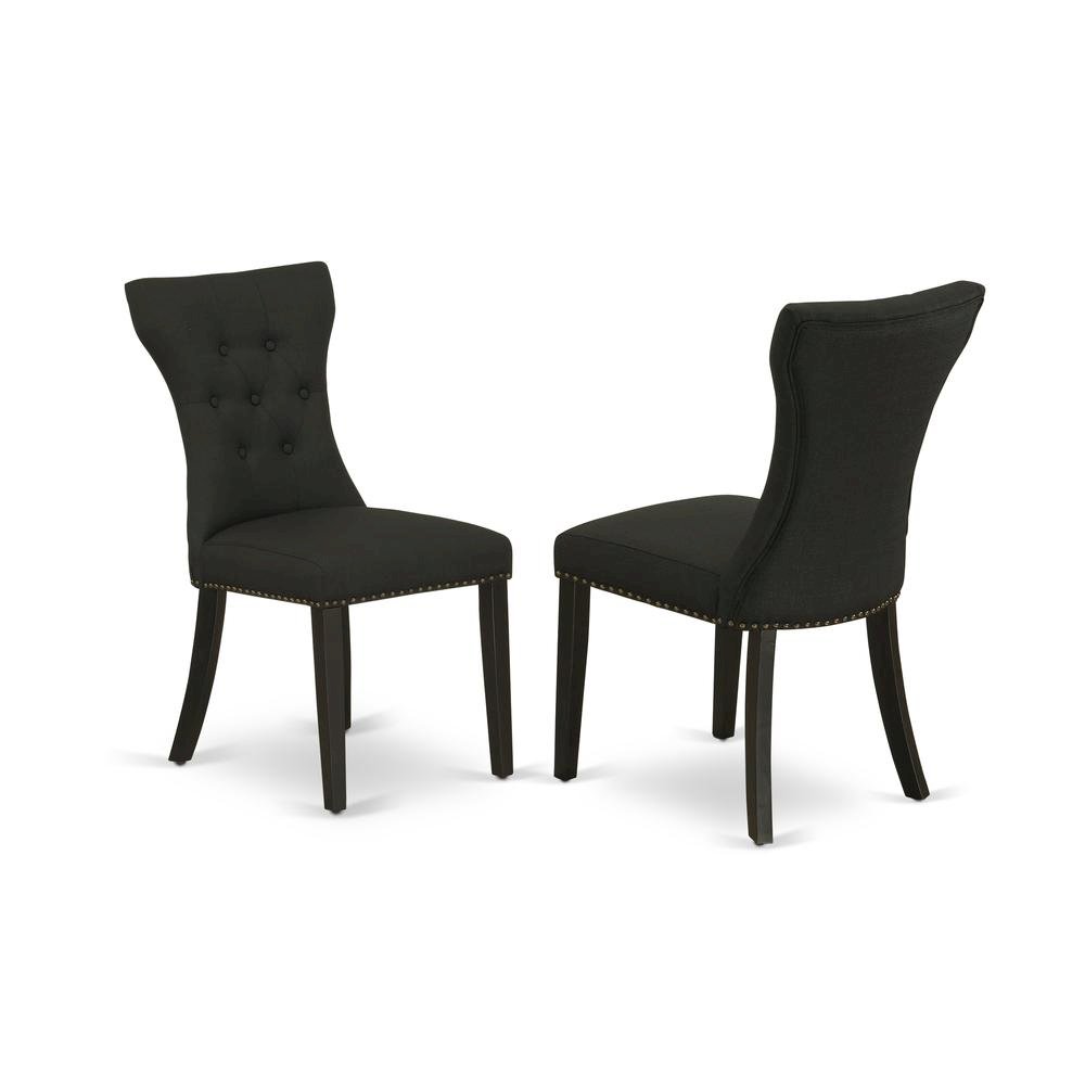Wooden Parsons Dining Chair with Upholstered Seat for Dining Room, Black, Set of 2. Picture 1