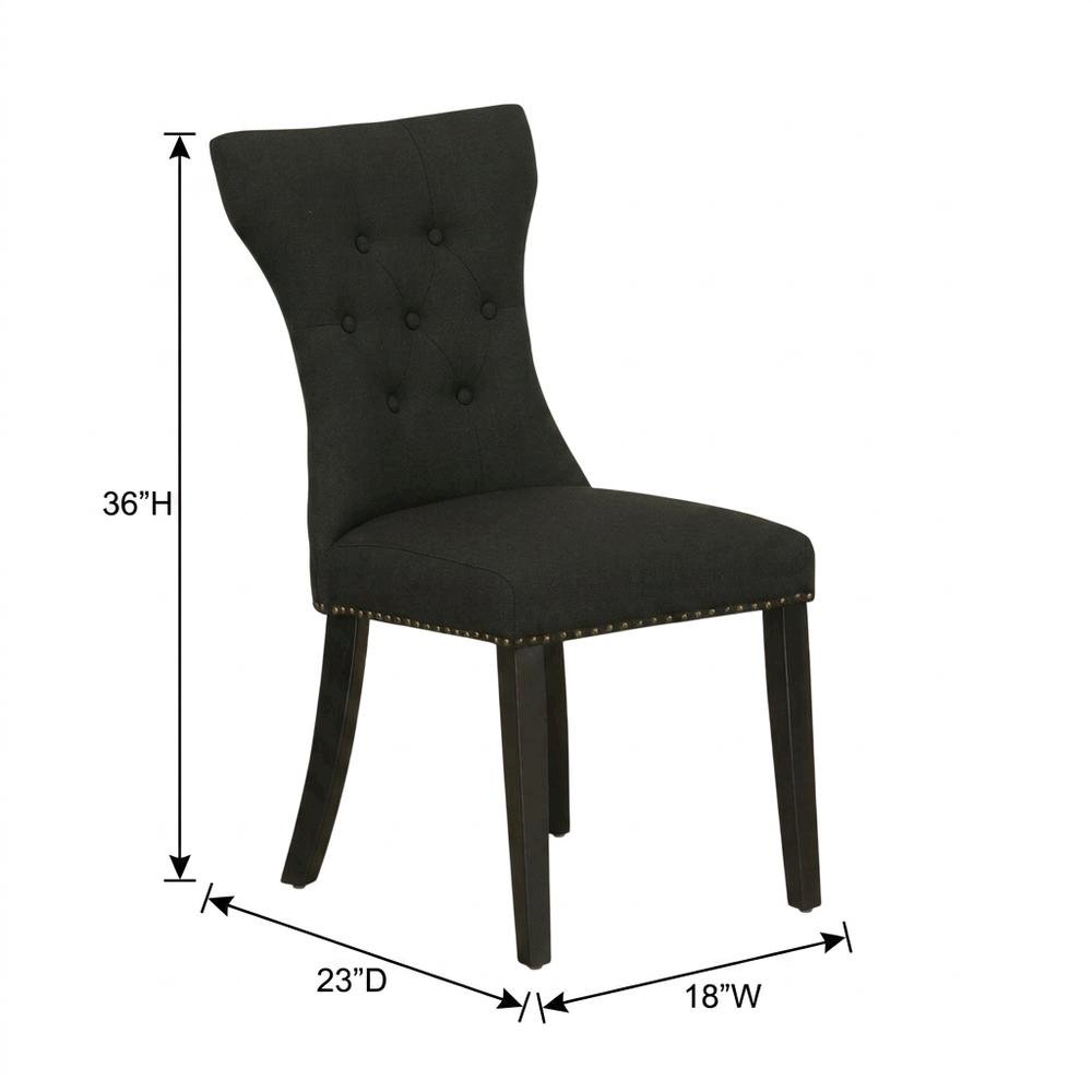 Wooden Parsons Dining Chair with Upholstered Seat for Dining Room, Black, Set of 2. Picture 6