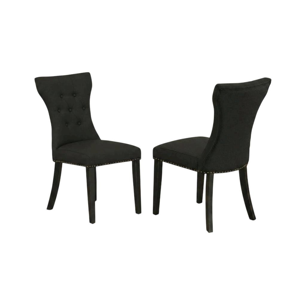 Wooden Parsons Dining Chair with Upholstered Seat for Dining Room, Black, Set of 2. Picture 5