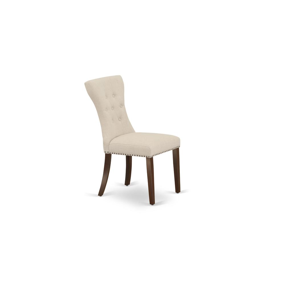AMGA3-MAH-32 3 Piece Dining Set - 1 Mid Century Dining Table and 2 Light Beige Dining Chairs - Mahogany Finish. Picture 5