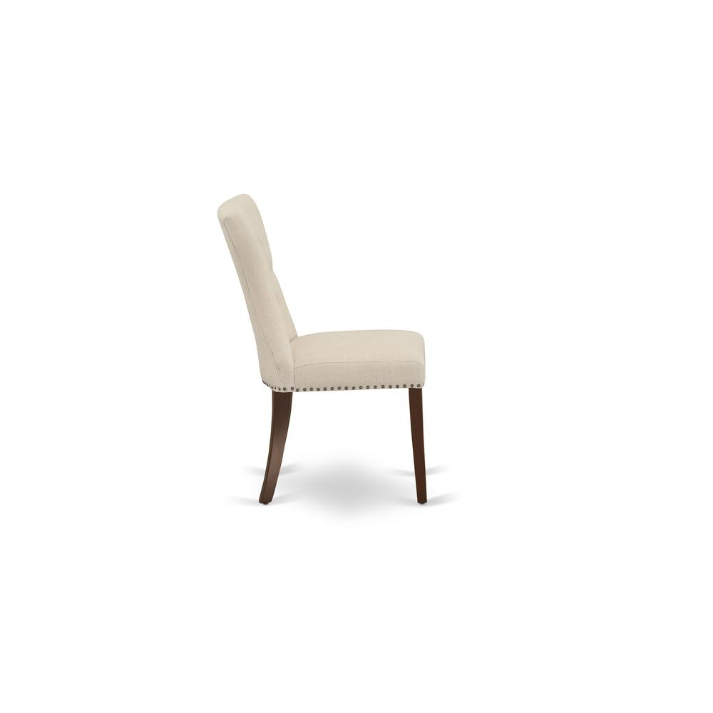 AMGA3-MAH-32 3 Piece Dining Set - 1 Mid Century Dining Table and 2 Light Beige Dining Chairs - Mahogany Finish. Picture 6