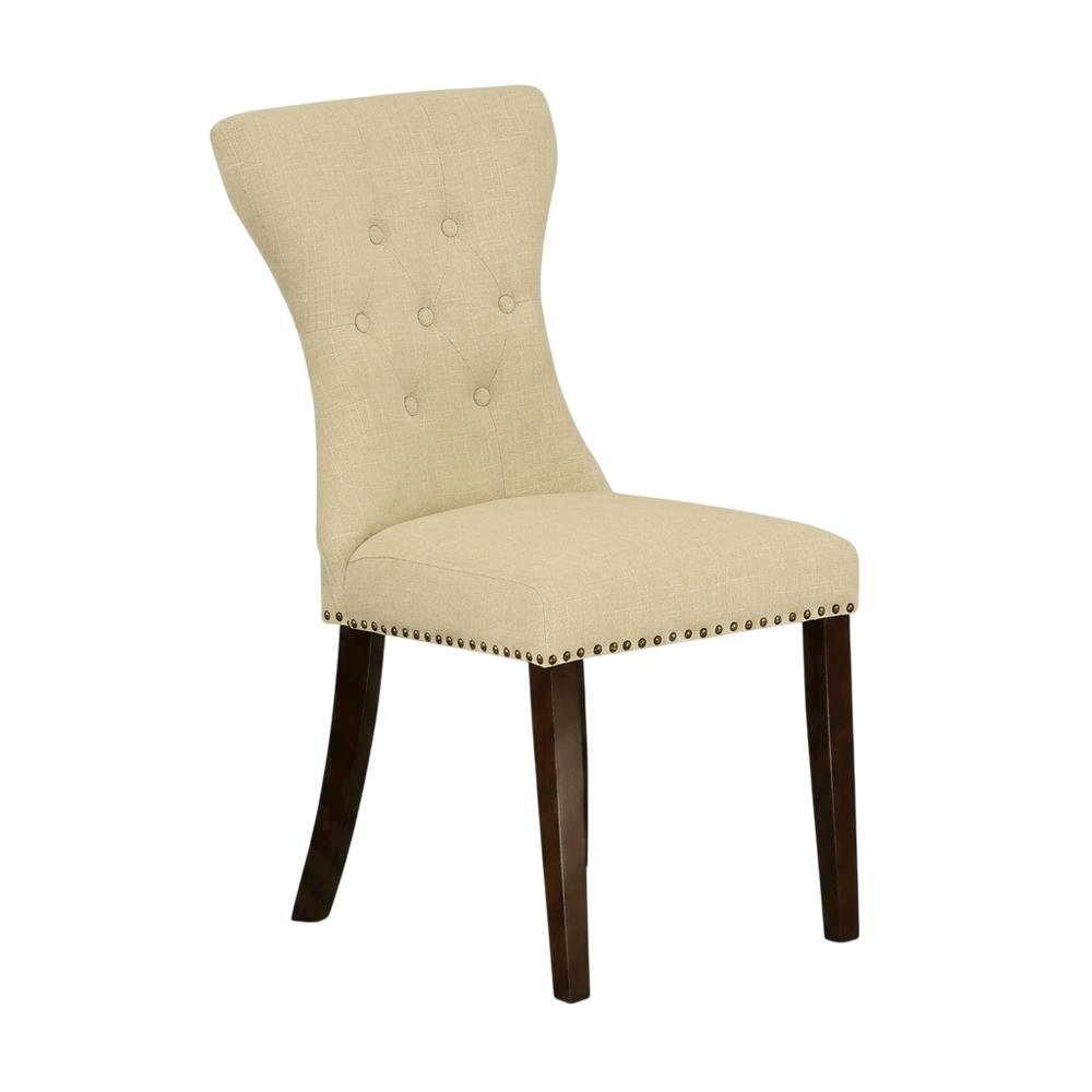 Upholstered Parsons Dining Chair for Kitchen and Dining Rooms, Mahogany, Set of 2. Picture 4
