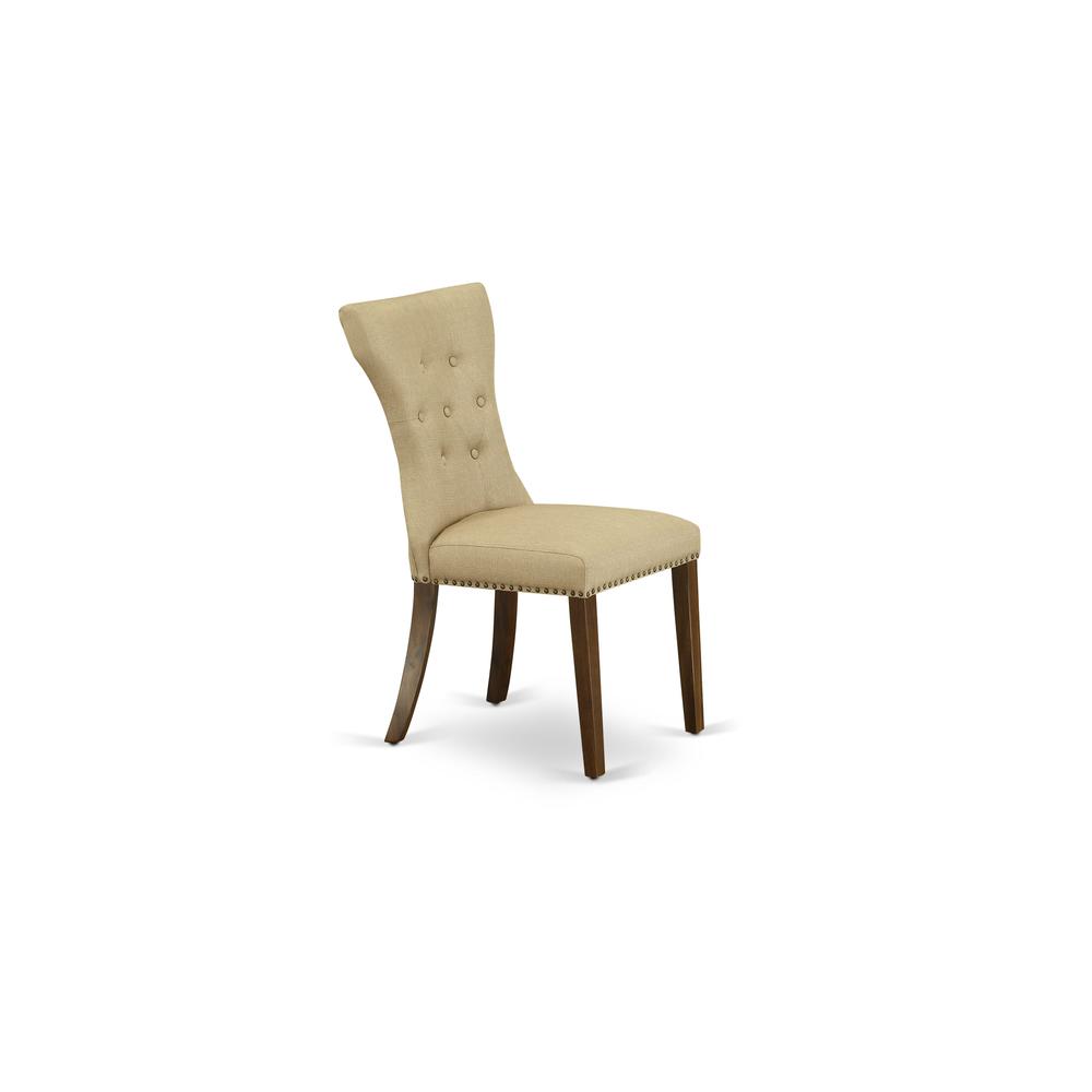7-piece dining table set with Chair’s Legs and Brown Linen Fabric. Picture 13