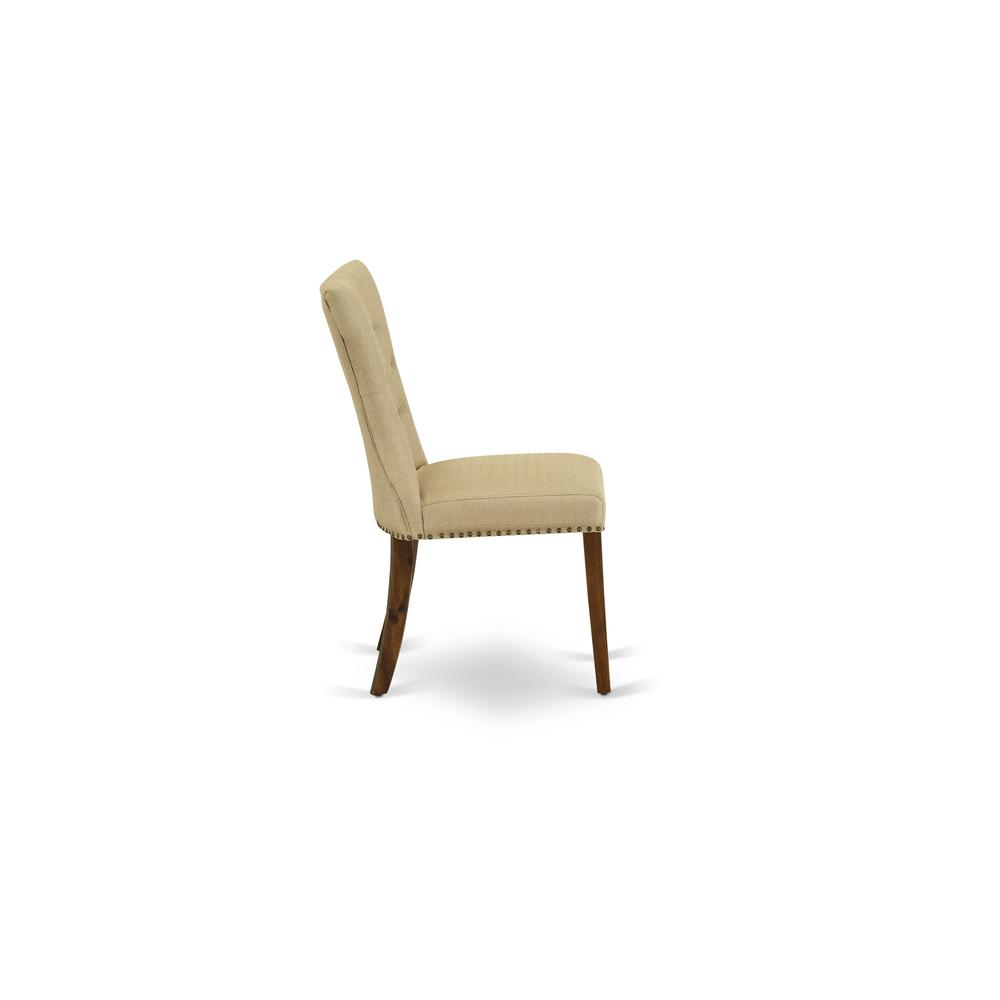 7-piece dining table set with Chair’s Legs and Brown Linen Fabric. Picture 14