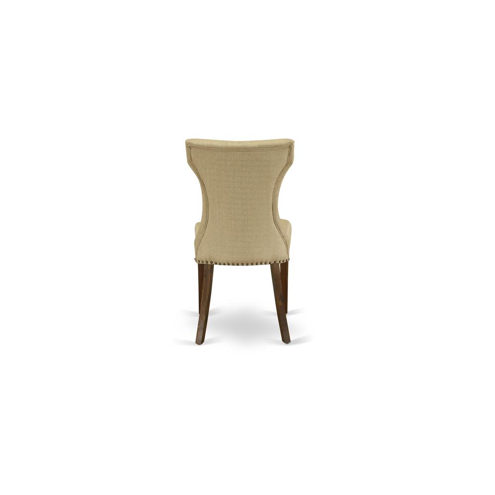 7-piece dining table set with Chair’s Legs and Brown Linen Fabric. Picture 16