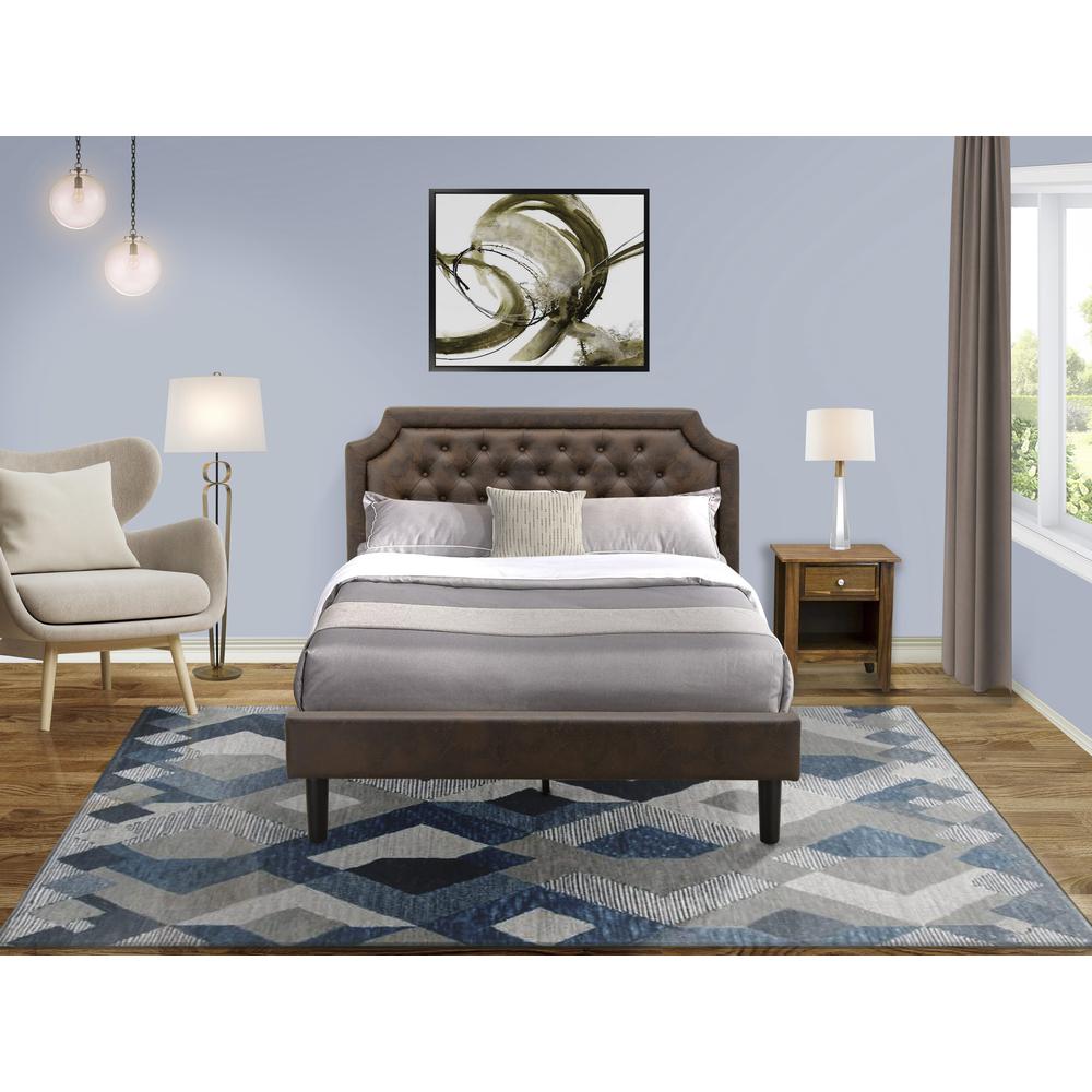GB25Q-1GA08 2-Piece Bedroom Set with a Queen Bed and 1 Antique Walnut Modern Nightstand - Dark Brown Faux Leather and Black Legs. Picture 8