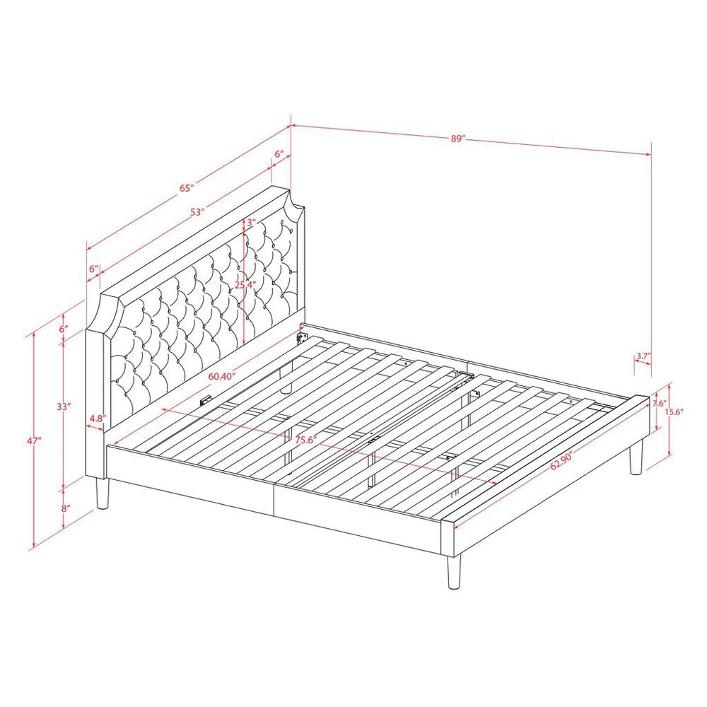 GB25Q-2HI0M 3-Pc Wooden Set for Bedroom with Frame and 2 Antique Mahogany Night Stands - Dark Brown Faux Leather and Black Legs. Picture 5