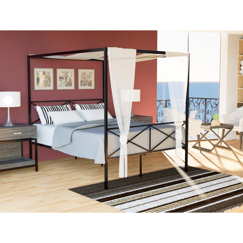 GEQCBLK Glendale Platform Bed Frame with Modern Style Headboard and Footboard - Canopy Metal Frame in Powder Coating Black. Picture 2