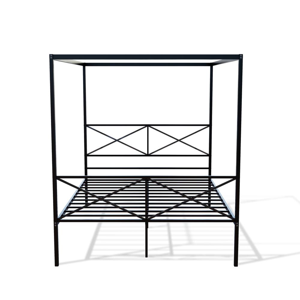 GEQCBLK Glendale Platform Bed Frame with Modern Style Headboard and Footboard - Canopy Metal Frame in Powder Coating Black. Picture 3