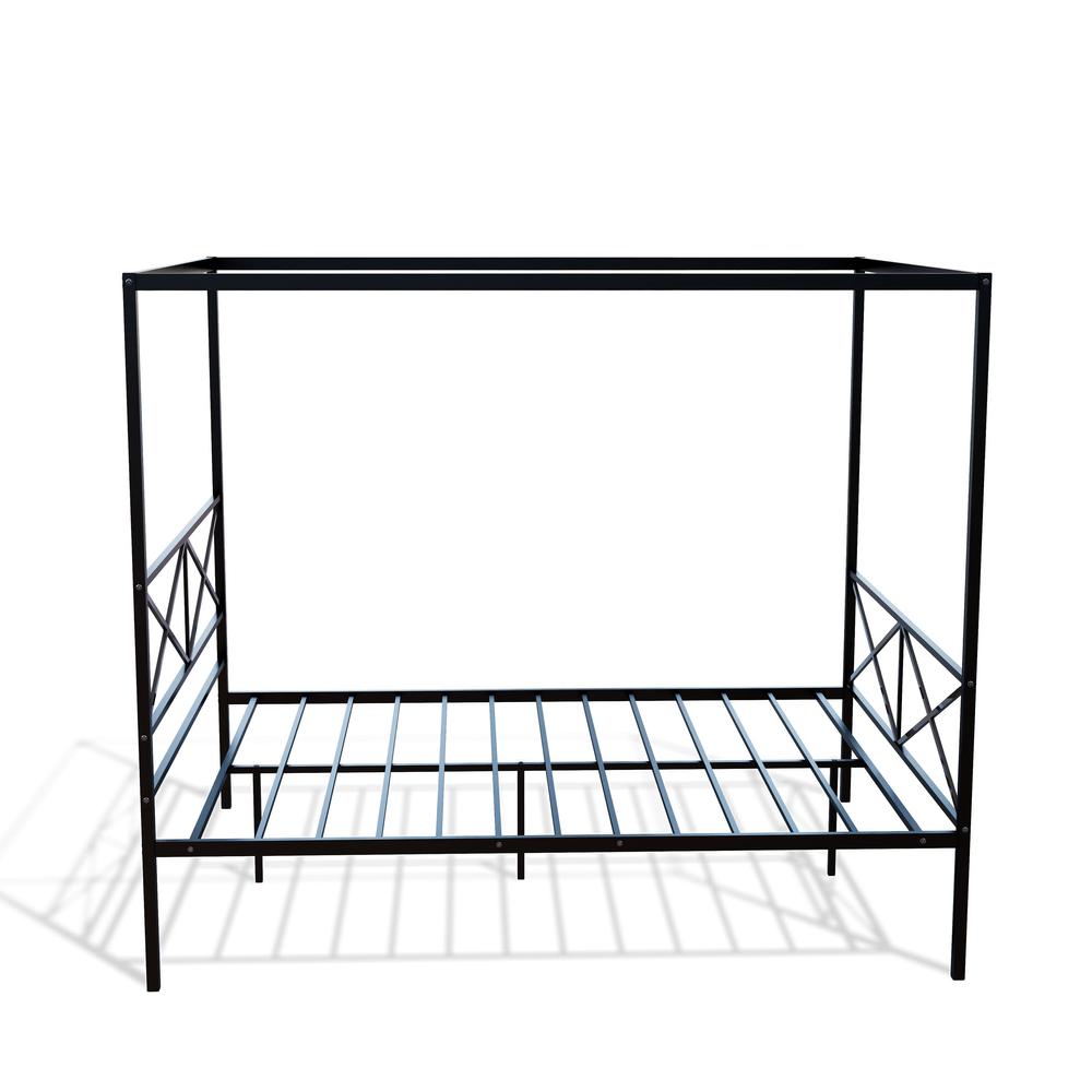 GEQCBLK Glendale Platform Bed Frame with Modern Style Headboard and Footboard - Canopy Metal Frame in Powder Coating Black. Picture 5
