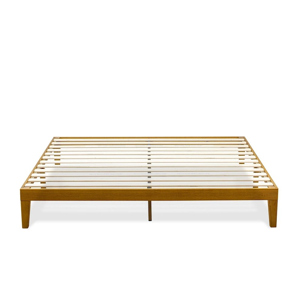King Size Platform Bed Frame with 4 Legs and 2 Extra Center Legs - Oak Finish. Picture 2