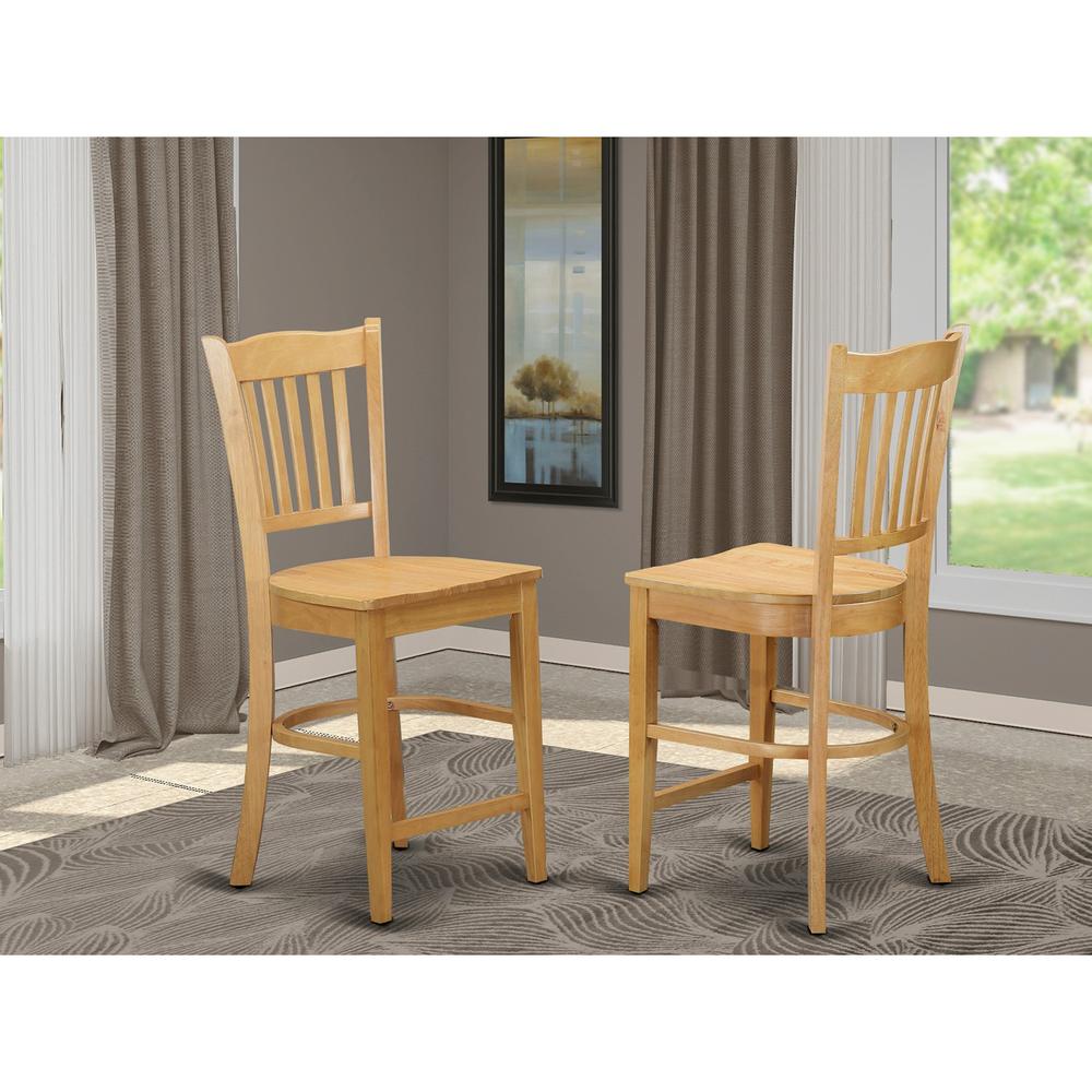 Groton  Counter  Stools  With  Wood  Seat  In  Oak  Finish,  Set  of  2. Picture 2
