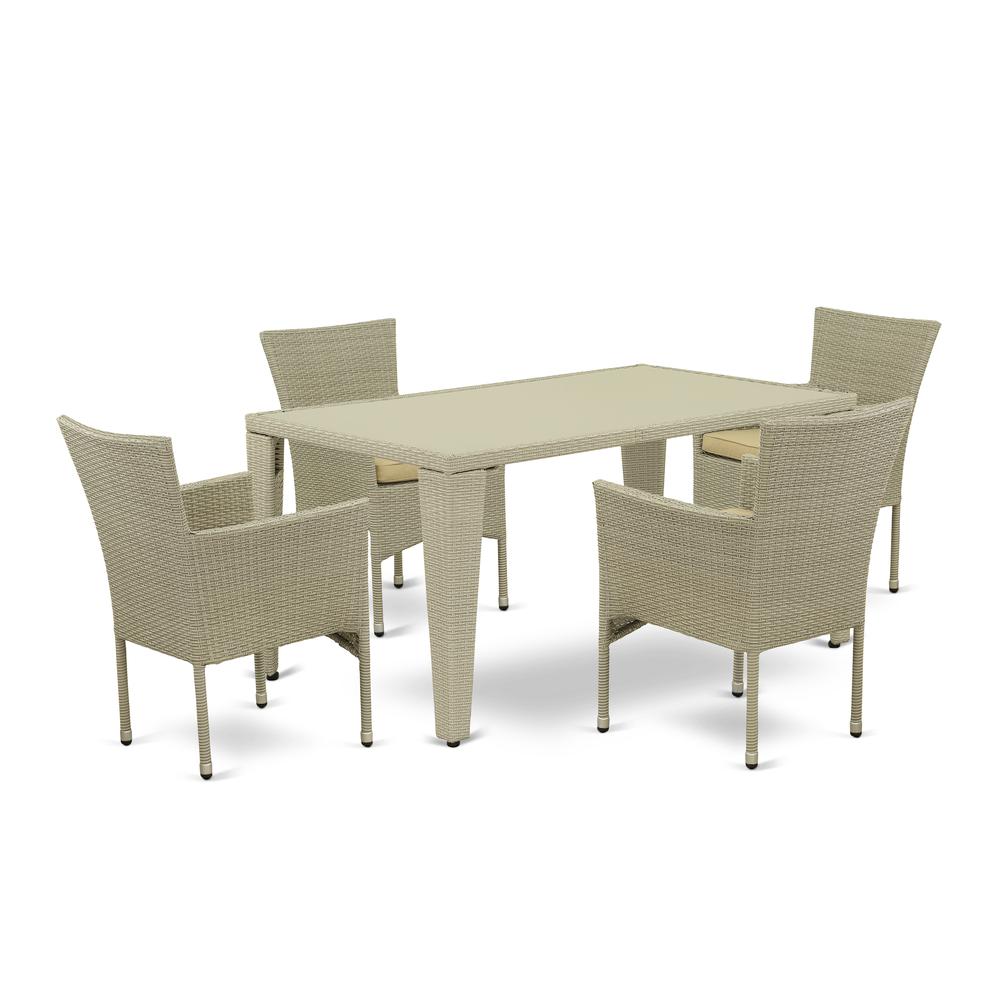 Wicker Patio Set Natural Linen, GUBK5-03A. Picture 1