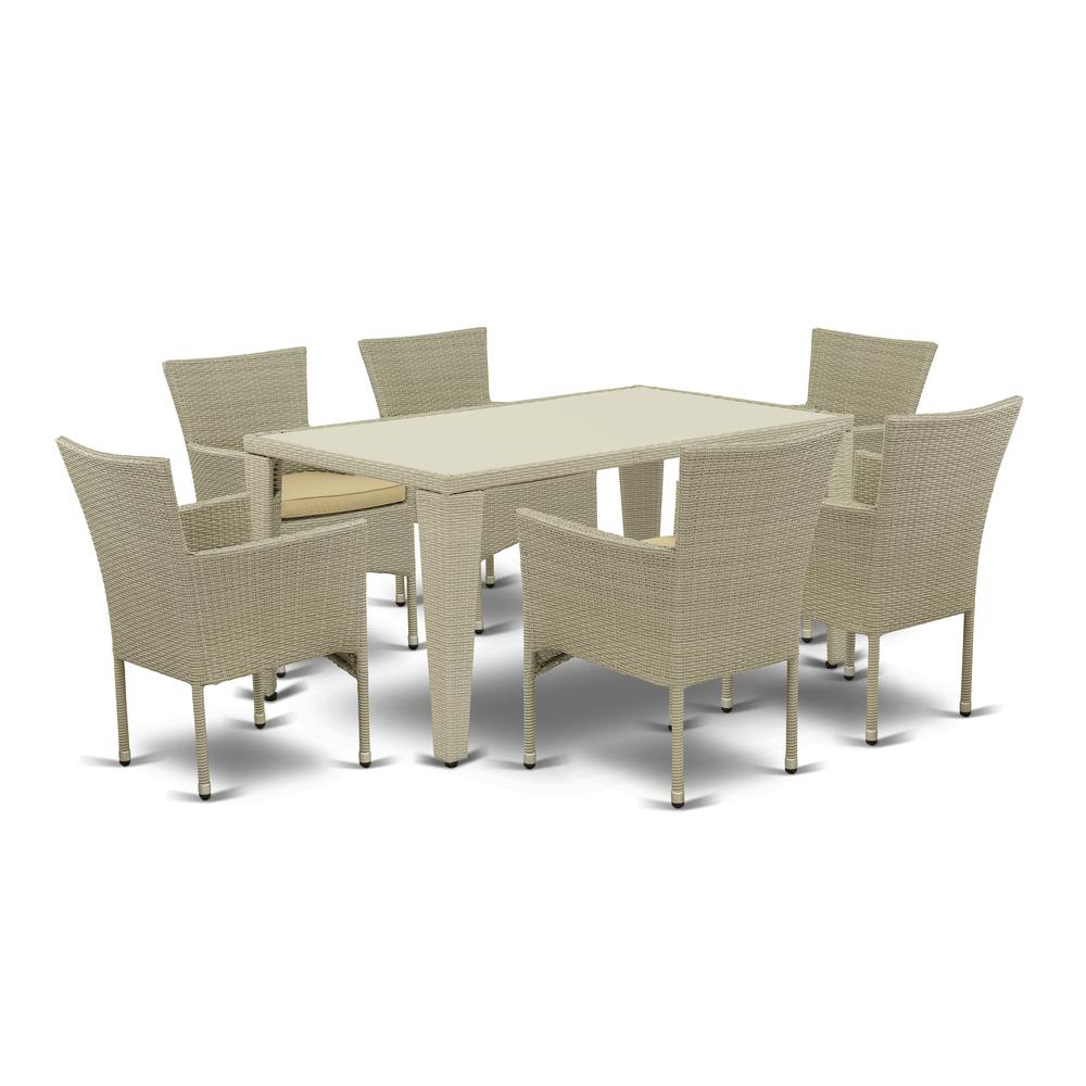 Wicker Patio Set Natural Linen, GUBK7-03A. Picture 1