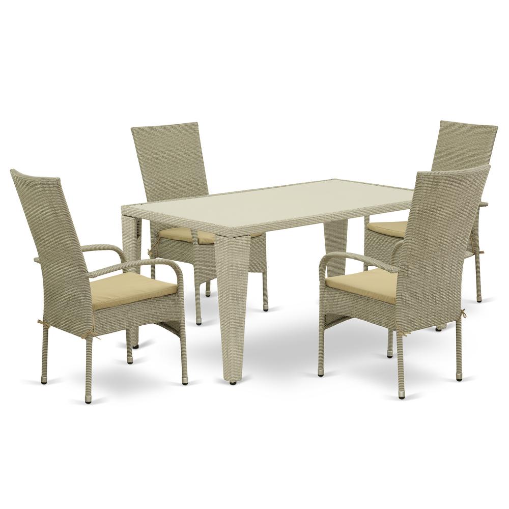 Wicker Patio Set Natural Linen, GUOS5-03A. Picture 1
